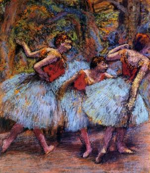 埃德加 德加 Three Dancers, Blue Skirts, Red Blouses